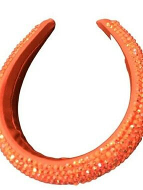PADDED RHINESTONE CRUSTED GLITTER ORANGE HEADBAND